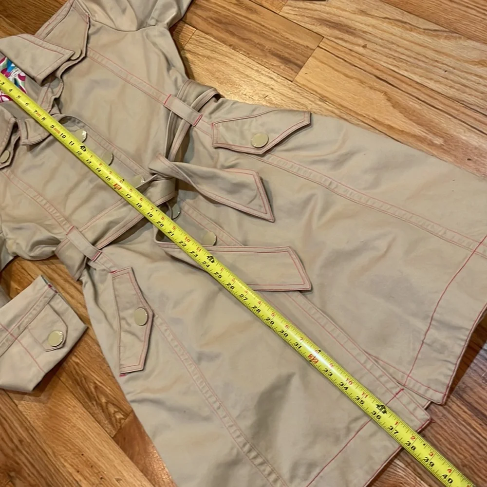 NEW Vintage Khaki Y2K Tommy Hilfiger Jeans  Cotton Tan Trench Coat Snap closur…